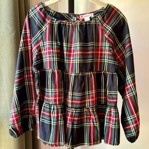 Crewcuts | Holiday Plaid Multicolor Plaid Tiered Top | 5